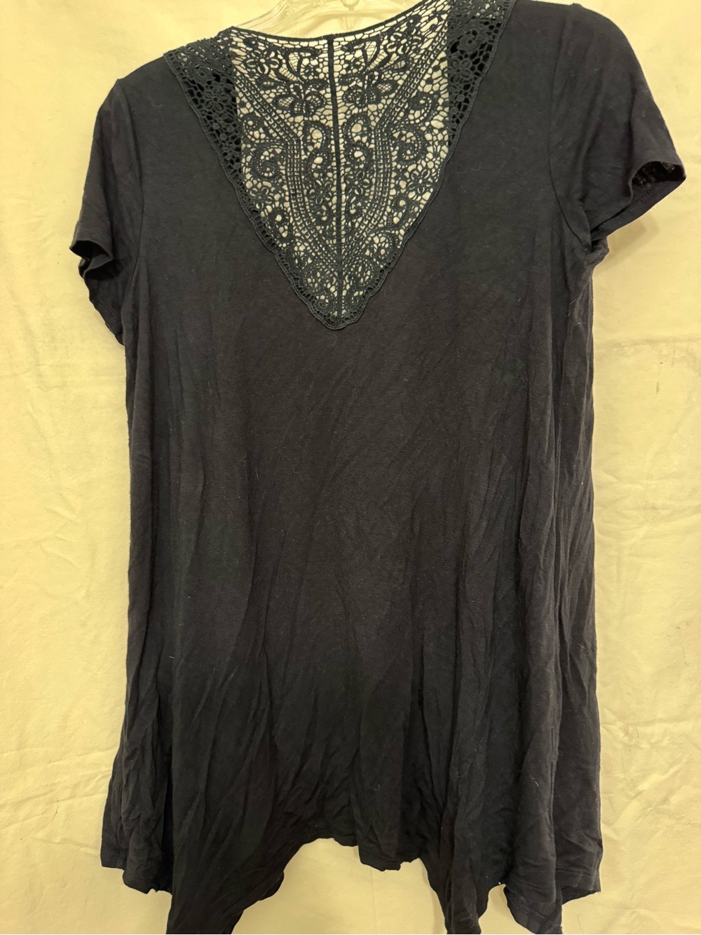 AB Studio Black Lace-Back Women's Short-sleeve cardigan